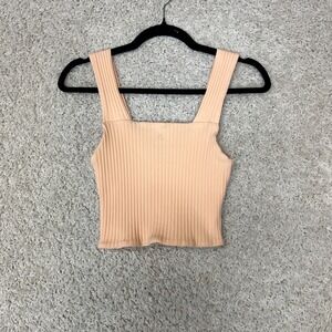 American Eagle Cropped Tank Top Womens Small Ribbed Knit Wide Strap Boho